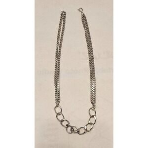 Chain Link Necklace Silver Tone‎ Statement Layered Fashion Jewelry